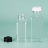 Disposable Drink Bpa Free Clear Juice Plastic Empty Pet Square Juicer Beverage Bottle